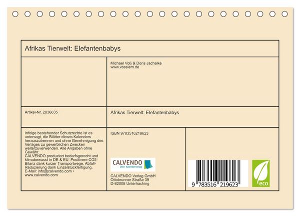 Produktbild: Afrikas Tierwelt: Elefantenbabys (Tischkalender 2026 DIN A5 quer), CALVENDO Monatskalender