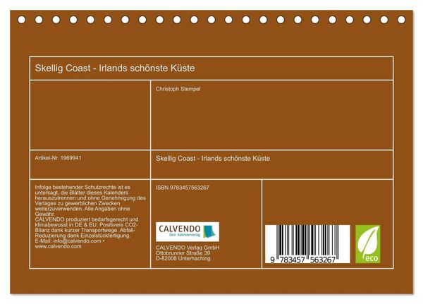 Produktbild: Skellig Coast - Irlands sch&ouml;nste K&uuml;ste (Tischkalender 2026 DIN A5 quer), CALVENDO Monatskalender
