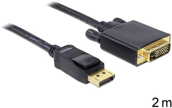 Delock DisplayPort / DVI Adapterkabel DisplayPort Stecker, DVI-D 24+1pol. Stecker 2.00 m Schwarz 82591 DisplayPort-Kabel