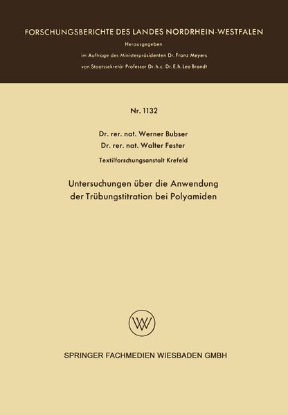 Produktbild: Untersuchungen &uuml;ber die Anwendung der Tr&uuml;bungstitration bei Polyamiden