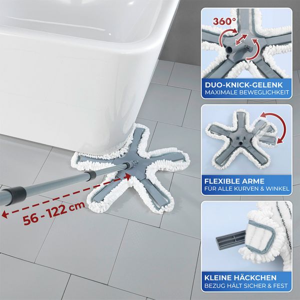Produktbild: Bodenwischer Mod. Oktopus mit Teleskopstiel, reinigt nur mit Wasser