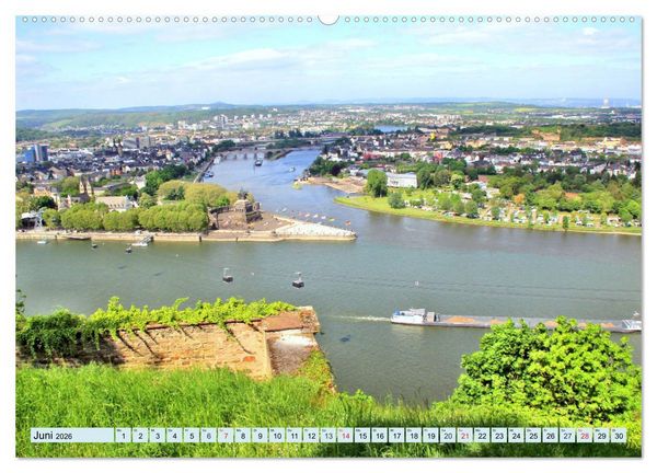 Produktbild: Koblenz - Festung Ehrenbreitstein und das Deutsche Eck (Wandkalender 2026 DIN A2 quer), CALVENDO Monatskalender