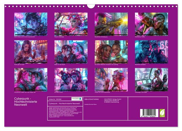 Produktbild: Cyberpunk - Hochtechnisierte Neonwelt (Wandkalender 2026 DIN A3 quer), CALVENDO Monatskalender