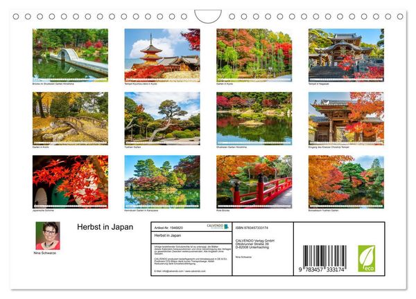 Produktbild: Herbst in Japan (Wandkalender 2026 DIN A4 quer), CALVENDO Monatskalender