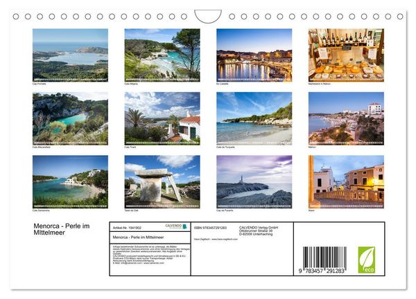 Produktbild: Menorca - Perle im MIttelmeer (Wandkalender 2026 DIN A4 quer), CALVENDO Monatskalender