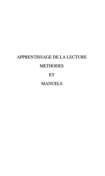 Produktbild: Apprentissage de la lecture t.1