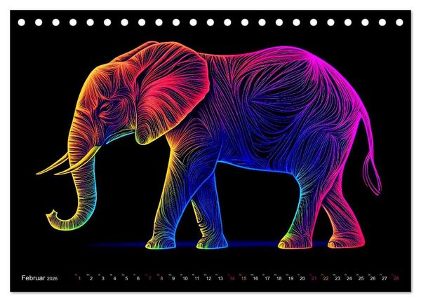Produktbild: Elefanten - modern Art (Tischkalender 2026 DIN A5 quer), CALVENDO Monatskalender