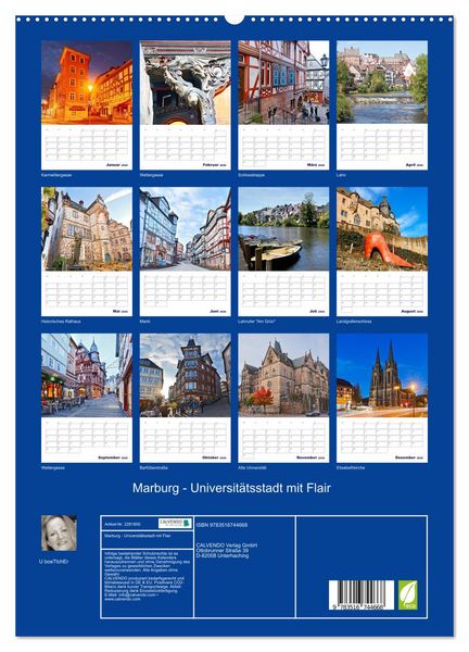 Produktbild: Marburg - Universit&auml;tsstadt mit Flair (hochwertiger Premium Wandkalender 2026 DIN A2 hoch), Kunstdruck in Hochglanz