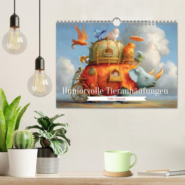 Produktbild: Humorvolle Tieranh&auml;ufungen - Voller Fantasie (Wandkalender 2026 DIN A4 quer), CALVENDO Monatskalender