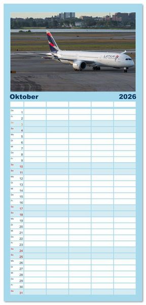 Produktbild: Familienplaner 2026 - Flieger von Boeing mit 5 Spalten (Wandkalender, 21 x 45 cm) CALVENDO