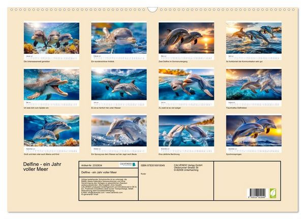 Produktbild: Delfine - ein Jahr voller Meer (Wandkalender 2027 DIN A2 quer), CALVENDO Monatskalender