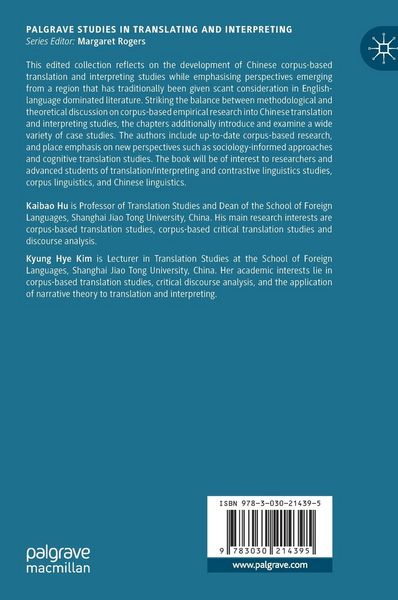 Produktbild: Corpus-based Translation and Interpreting Studies in Chinese Contexts