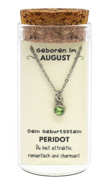Produktbild: "August" Geburtsstein Kette im Gl&auml;schen