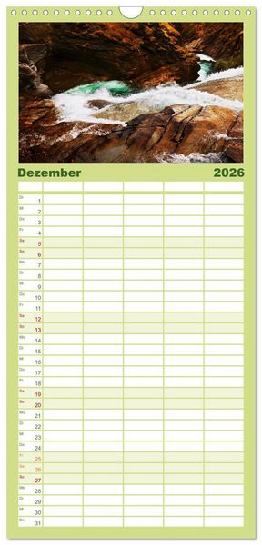 Produktbild: Familienplaner 2026 - Naturschauspiel Zillertaler Wasser mit 5 Spalten (Wandkalender, 21 x 45 cm) CALVENDO