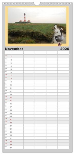 Produktbild: Familienplaner 2026 - Leuchtt&uuml;rme Schleswig-Holsteins mit 5 Spalten (Wandkalender, 21 x 45 cm) CALVENDO