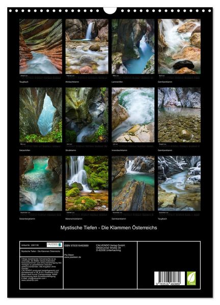 Produktbild: Mystische Tiefen - Die Klammen &Ouml;sterreichs (Wandkalender 2026 DIN A3 hoch), CALVENDO Monatskalender