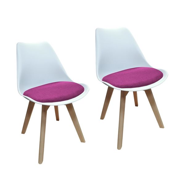 Produktbild: HTI-Living Stuhl Atlanta Wei&szlig;/Webstoff Pink 2er Set Stuhl Atlanta Wei&szlig;/Webstoff Pink 2er Set