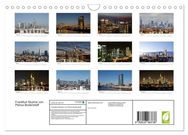 Produktbild: Frankfurt Skyline von Petrus Bodenstaff (Wandkalender 2026 DIN A4 quer), CALVENDO Monatskalender