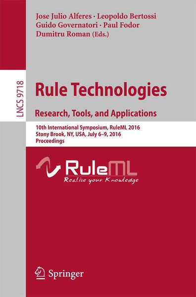 Produktbild: Rule Technologies. Research, Tools, and Applications