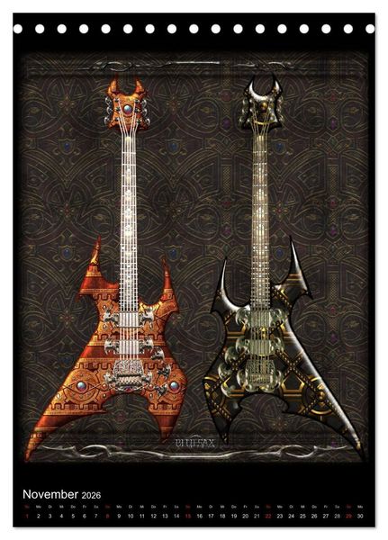 Produktbild: Heroische Gitarren (Tischkalender 2026 DIN A5 hoch), CALVENDO Monatskalender