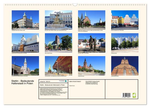 Produktbild: Stettin - Bedeutende Hafenstadt in Polen (Wandkalender 2026 DIN A2 quer), CALVENDO Monatskalender