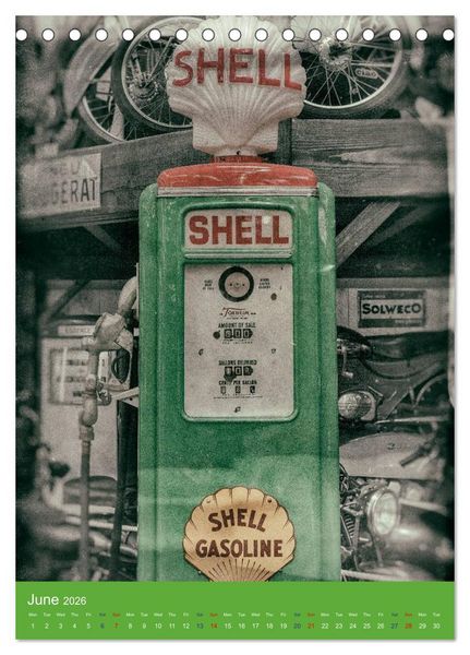 Produktbild: Fuel vintage pumps (Desk Calendar 2026 DIN A5 portrait), CALVENDO 12 Month DeskCalendar