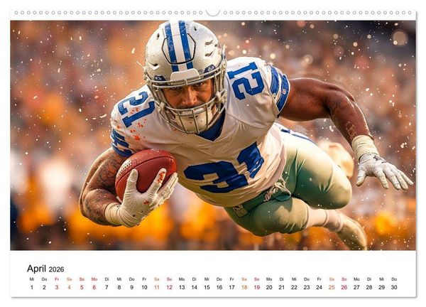 Produktbild: American Football - Touchdown durchs Jahr (hochwertiger Premium Wandkalender 2026 DIN A2 quer), Kunstdruck in Hochglanz