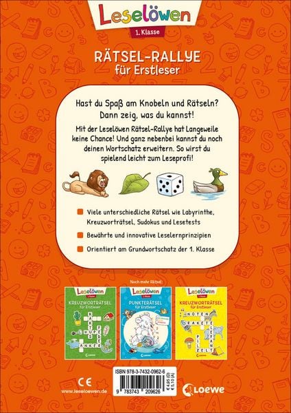 Produktbild: Lesel&ouml;wen R&auml;tsel-Rallye f&uuml;r Erstleser - 1. Klasse (Orange)