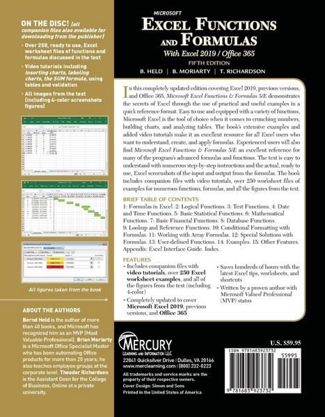Produktbild: Microsoft Excel Functions and Formulas with Excel 2019/Office 365