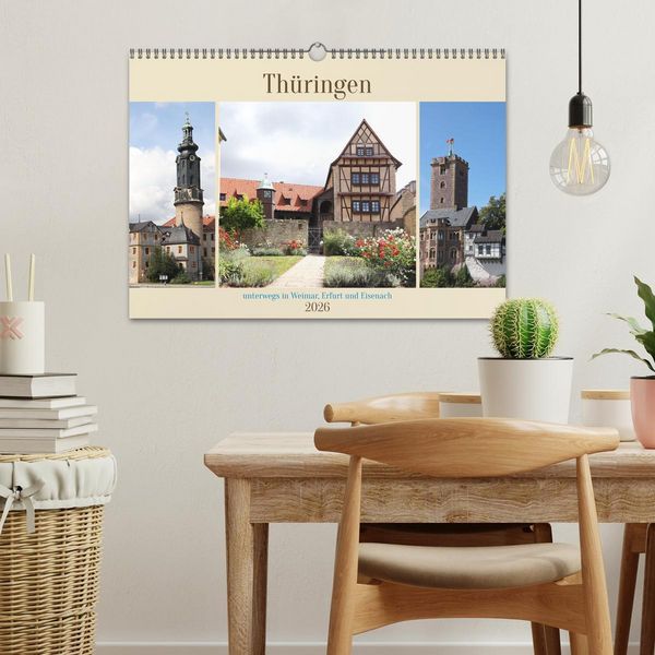 Produktbild: Th&uuml;ringen, unterwegs in Weimar, Erfurt und Eisenach (Wandkalender 2026 DIN A3 quer), CALVENDO Monatskalender