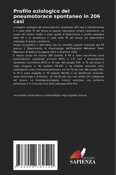 Produktbild: Profilo eziologico del pneumotorace spontaneo in 206 casi