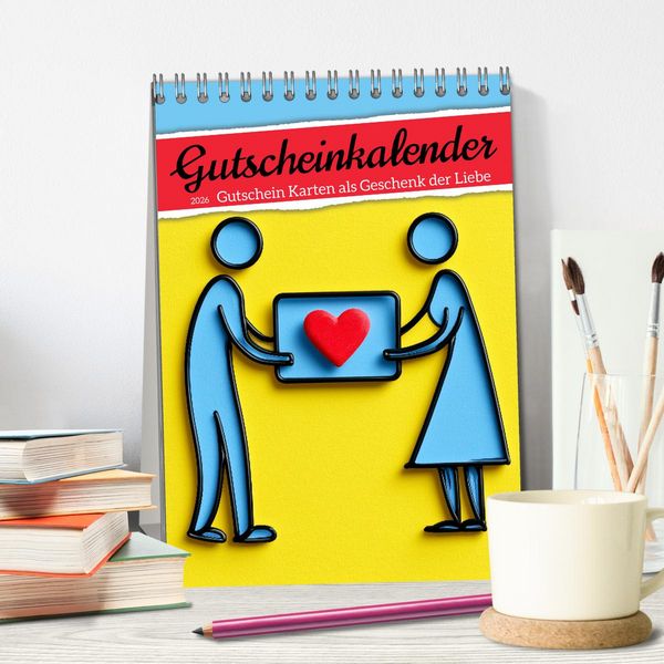 Produktbild: Gutscheinkalender - Gutschein Karten als Geschenk der Liebe (Tischkalender 2026 DIN A5 hoch), CALVENDO Monatskalender