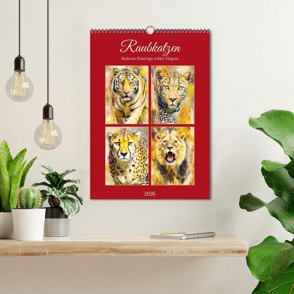 Produktbild: Raubkatzen. Moderne Paintings wilder Eleganz (Wandkalender 2026 DIN A3 hoch), CALVENDO Monatskalender