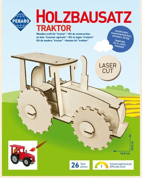 Produktbild: PEBARO 851/1L - Holzbausatz Traktor, Laser cut Bastelset