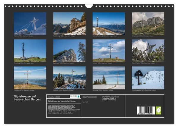 Produktbild: Gipfelkreuze auf bayerischen Bergen (Wandkalender 2027 DIN A3 quer), CALVENDO Monatskalender