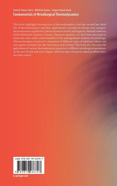 Produktbild: Fundamentals of Metallurgical Thermodynamics