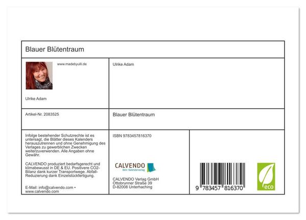 Produktbild: Blauer Bl&uuml;tentraum (Tischkalender 2026 DIN A5 quer), CALVENDO Monatskalender