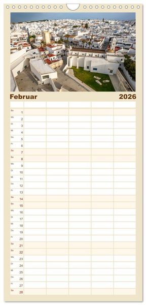 Produktbild: Familienplaner 2026 - Andalusiens weisse D&ouml;rfer mit 5 Spalten (Wandkalender, 21 x 45 cm) CALVENDO