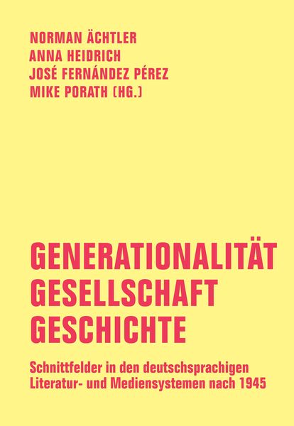Produktbild: Generationalit&auml;t - Gesellschaft - Geschichte