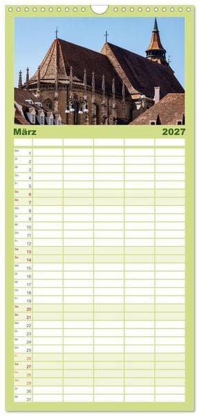 Produktbild: Familienplaner 2027 - Mittelalterliche St&auml;dte Rum&auml;niens mit 5 Spalten (Wandkalender, 21 x 45 cm) CALVENDO