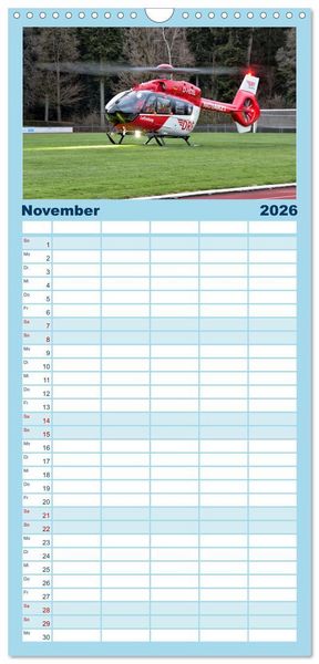 Produktbild: Familienplaner 2026 - Die beeindruckende Welt der Hubschrauber mit 5 Spalten (Wandkalender, 21 x 45 cm) CALVENDO