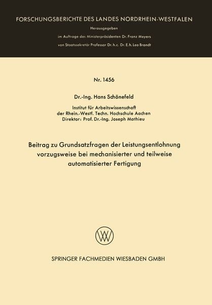 Produktbild: Beitrag zu Grundsatzfragen der Leistungsentlohnung vorzugsweise bei mechanisierter und teilweise automatisierter Fertigung