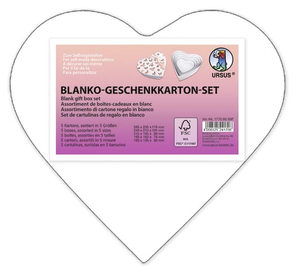 URSUS Blanko-Geschenkkarton-Set 'Herz', groß