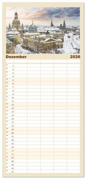 Produktbild: Familienplaner 2026 - Dresden - zeitlose Sch&ouml;nheit mit 5 Spalten (Wandkalender, 21 x 45 cm) CALVENDO