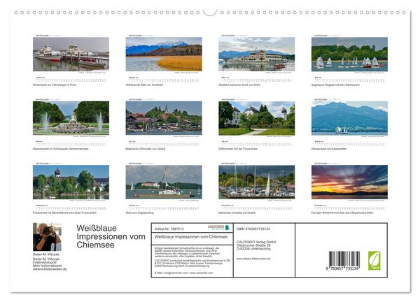 Produktbild: Wei&szlig;blaue Impressionen vom Chiemsee (hochwertiger Premium Wandkalender 2026 DIN A2 quer), Kunstdruck in Hochglanz