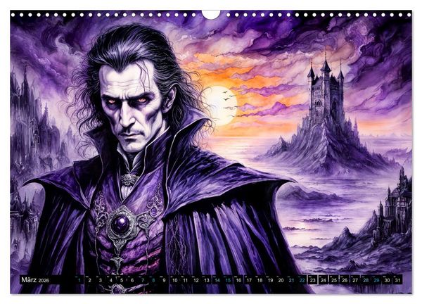 Produktbild: Finsternis der Vampire - Mystischer d&uuml;sterer Fantasy Kalender (Wandkalender 2026 DIN A3 quer), CALVENDO Monatskalender