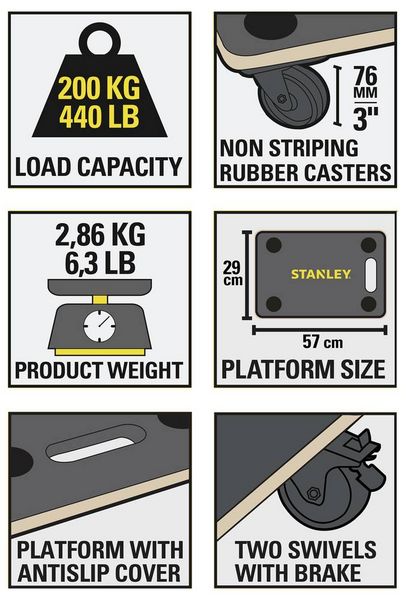Produktbild: STANLEY SXWT-MS575 Transportroller Sperrholz Traglast (max.): 200kg 570mm x 290mm x 110cm