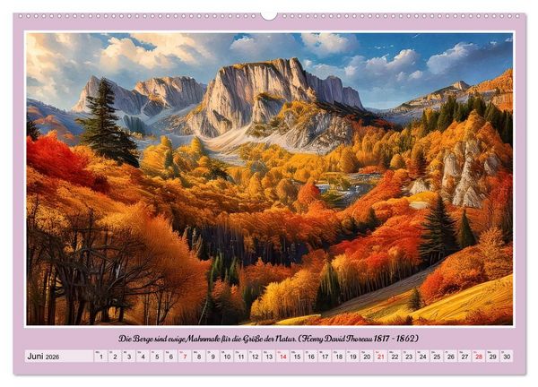 Produktbild: Bergwelt in Bildern und Zitaten (Wandkalender 2026 DIN A2 quer), CALVENDO Monatskalender