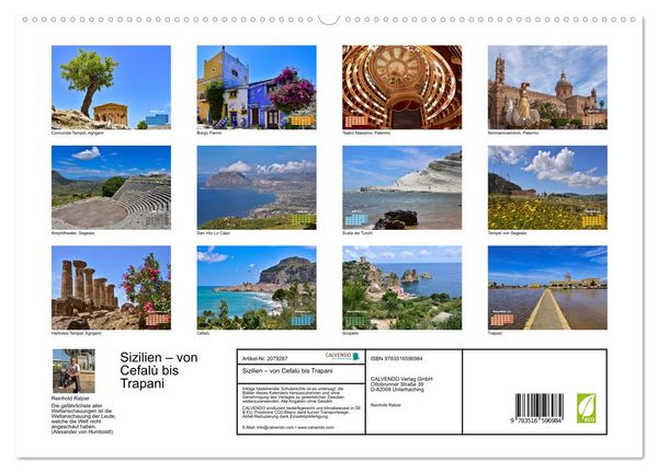 Produktbild: Sizilien &ndash; von Cefal&ugrave; bis Trapani (hochwertiger Premium Wandkalender 2026 DIN A2 quer), Kunstdruck in Hochglanz