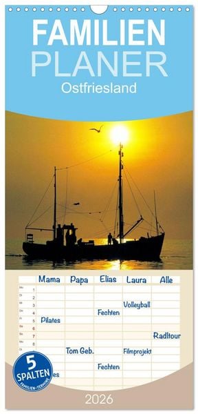 Produktbild: Familienplaner 2026 - Ostfriesland mit 5 Spalten (Wandkalender, 21 x 45 cm) CALVENDO